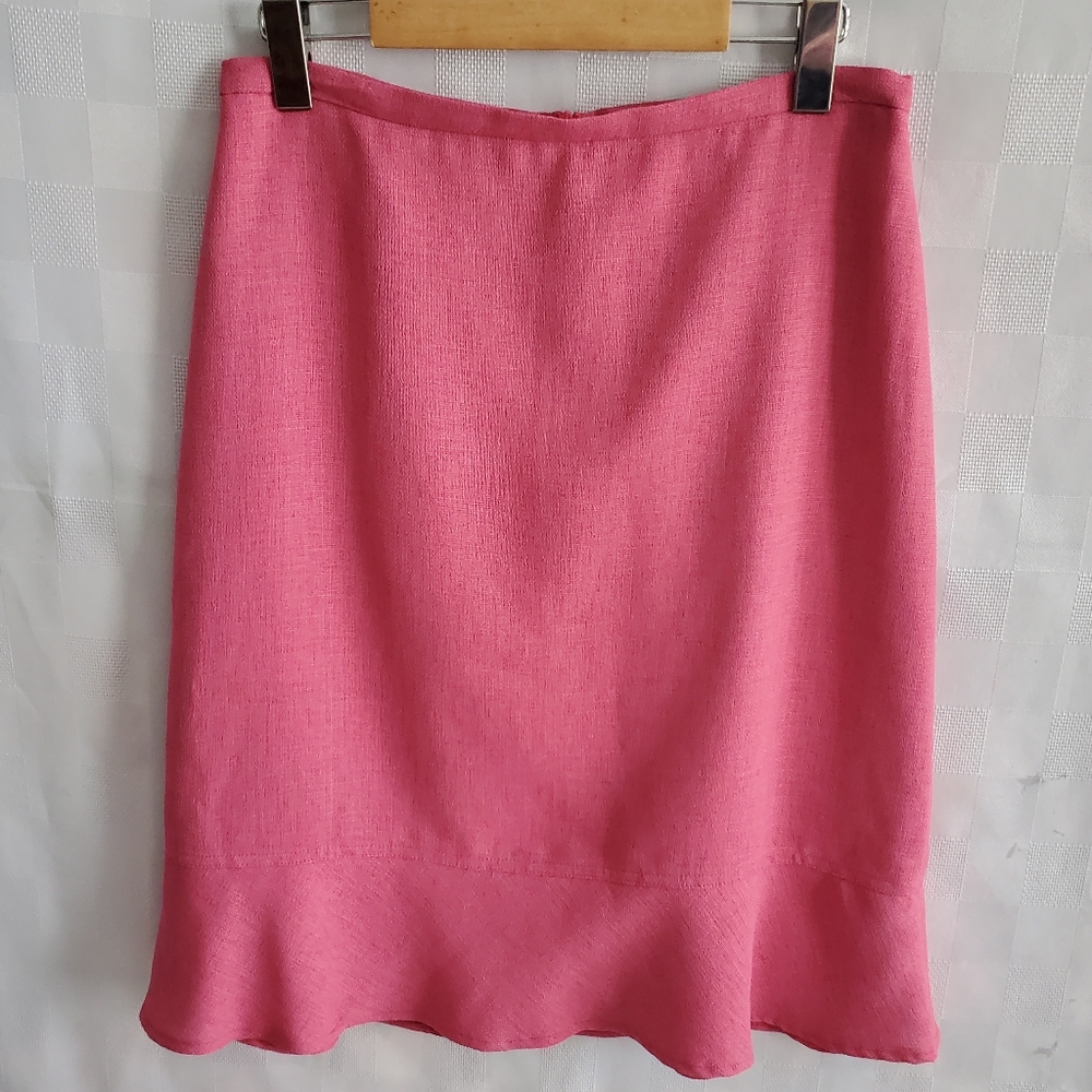 3 for $50 *CONRAD C Pink Knit Ruffled Skirt Knee Length Office Clueless Elle 90s